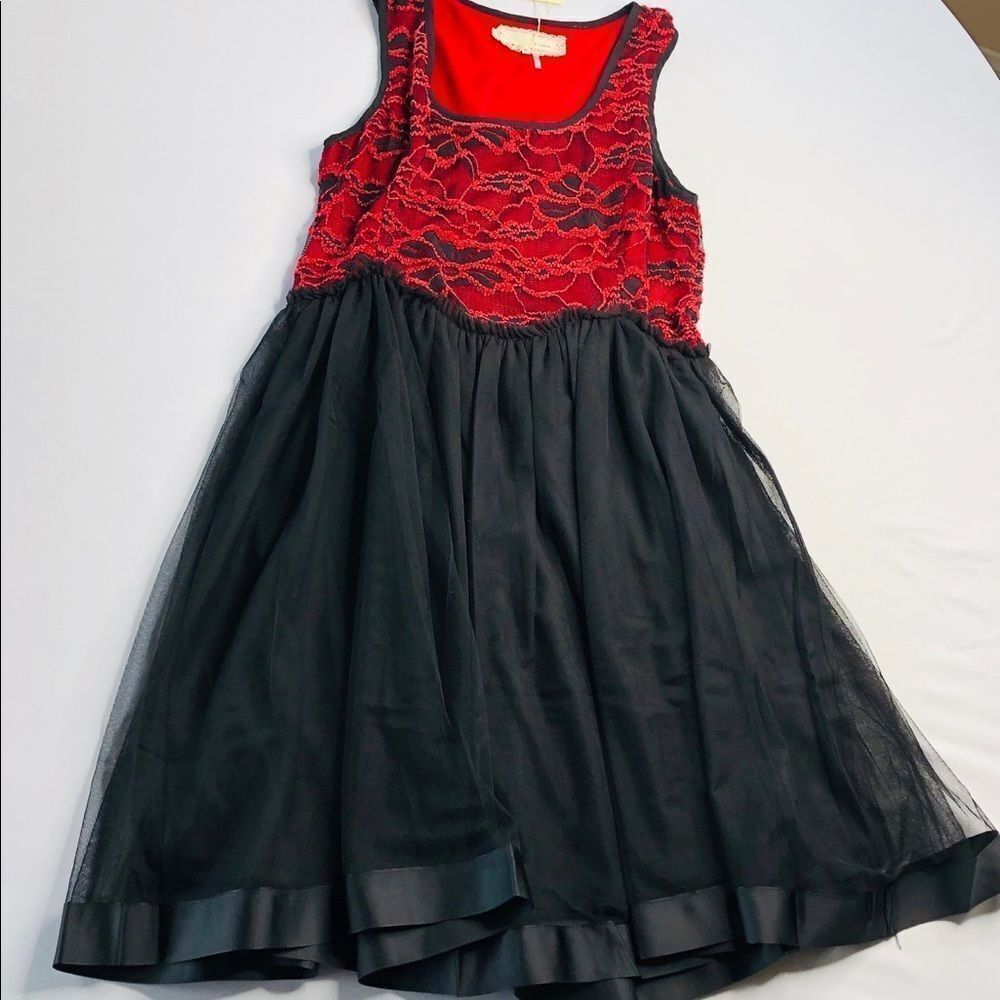 AREVE Red Black Lace Dress NWT S - Picture 7 of 9